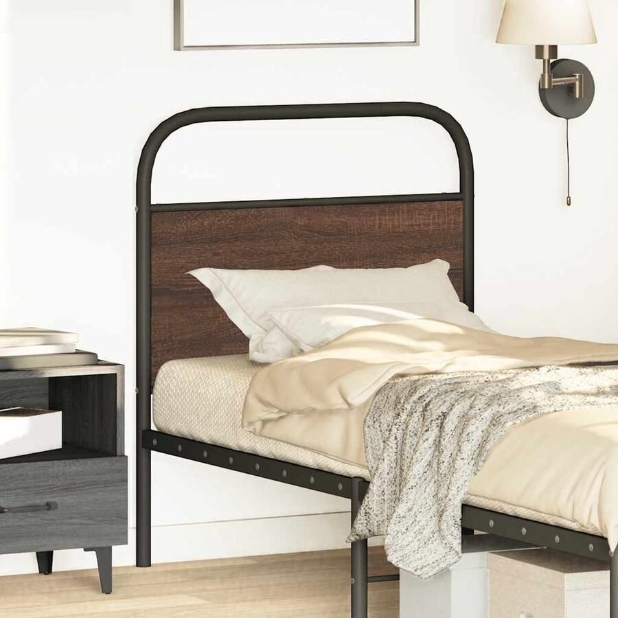 VidaXL Hoofdbord 80 cm bewerkt hout en staal bruin eikenkleurig - Foto 3