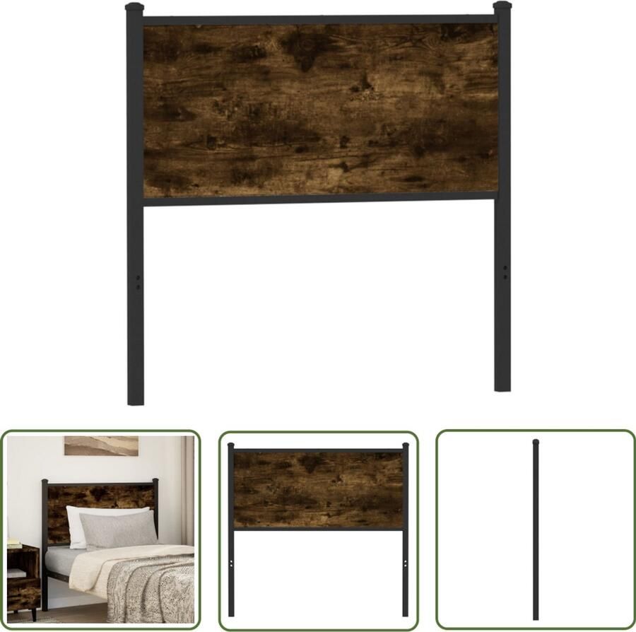 VidaXL Hoofdbord 80 cm Bewerkt hout Gerookt eiken Hoofd Bord Hoofdbord Bed Frame Beddecoratie Houten Hoofdbord