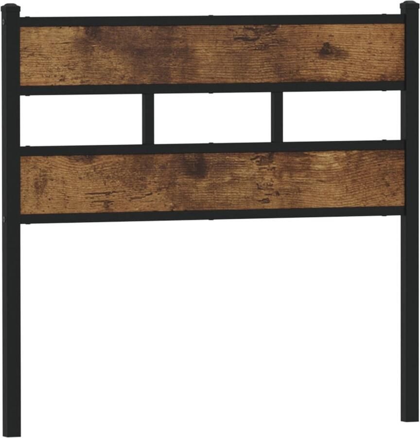 VidaXL Hoofdbord 80 cm ijzer en bewerkt hout gerookt eikenkleurig