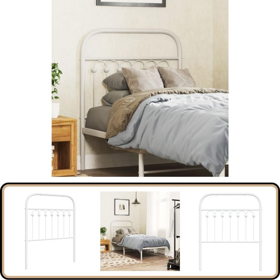 VidaXL Hoofdbord 80 cm Metaal Wit Hoofd Bord Hoofdbord Bedding Slaapkamerinrichting Staal