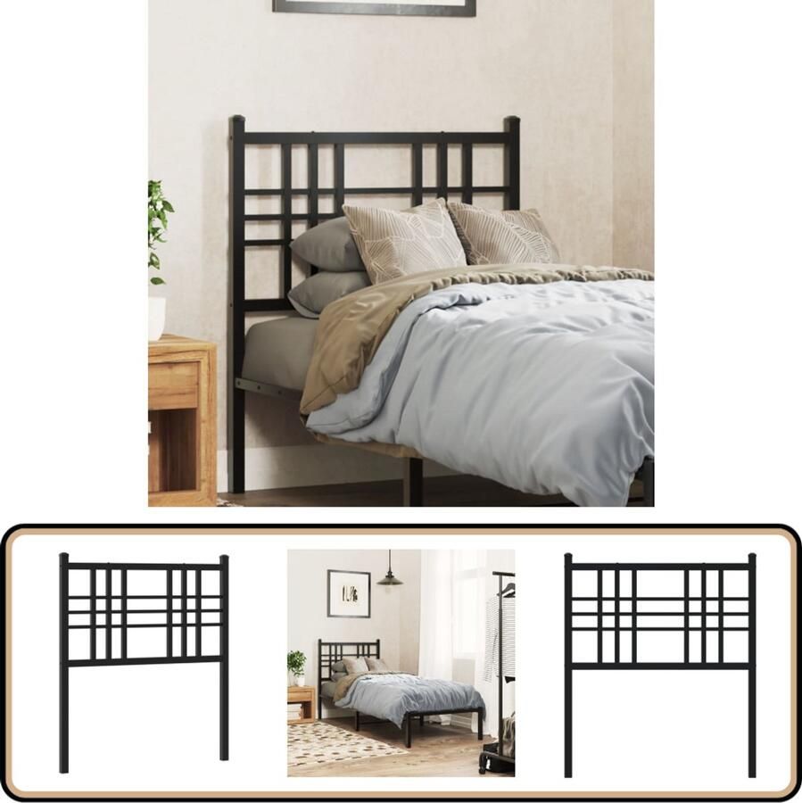 VidaXL Hoofdbord 80 cm Metaal Zwart Hoofd Bord Hoofdbord Bed Frame Bed Slaap Kamer