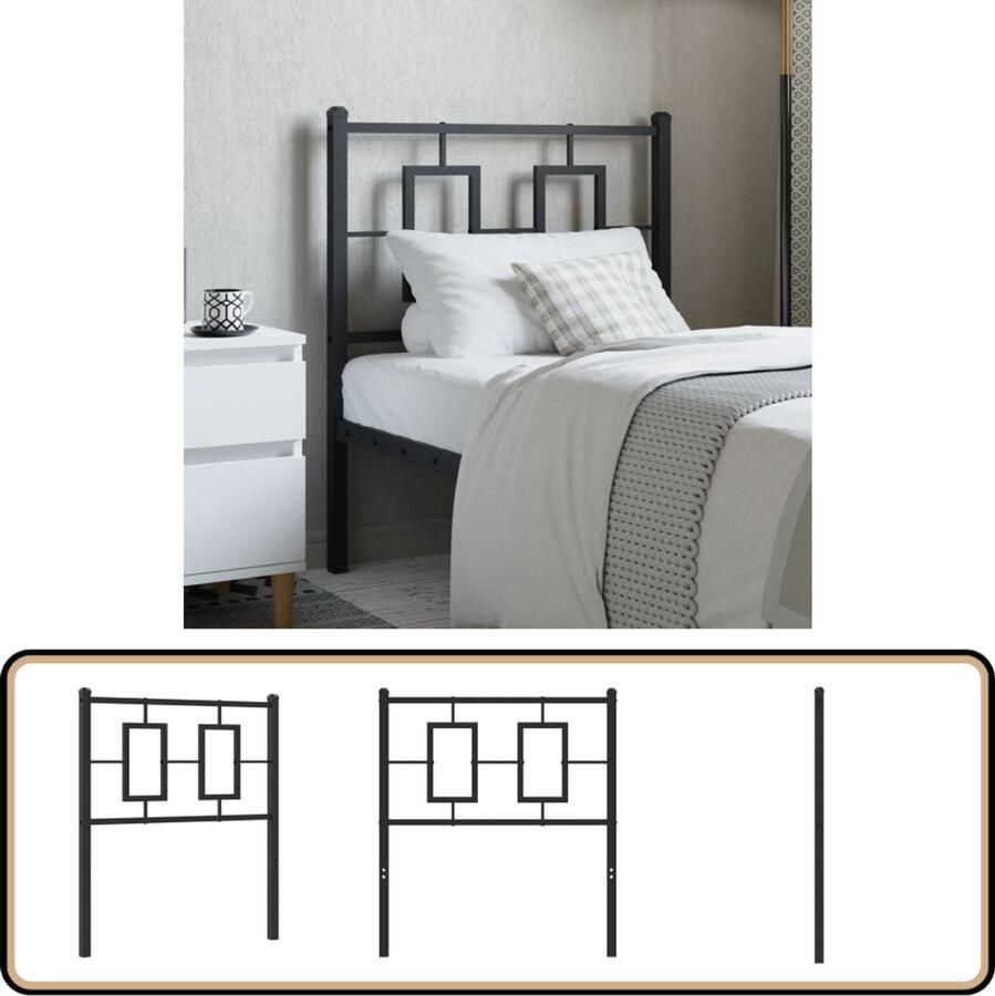VidaXL Hoofdbord 80 cm Metaal Zwart Hoofdbord Beddecoratie Hoofdbekleding Zwarte Hoofdbord Stalen Hoofdbord 80 Cm Modern Hoofdbord Klassiek Hoofdbord Slaapkamervoorwerp