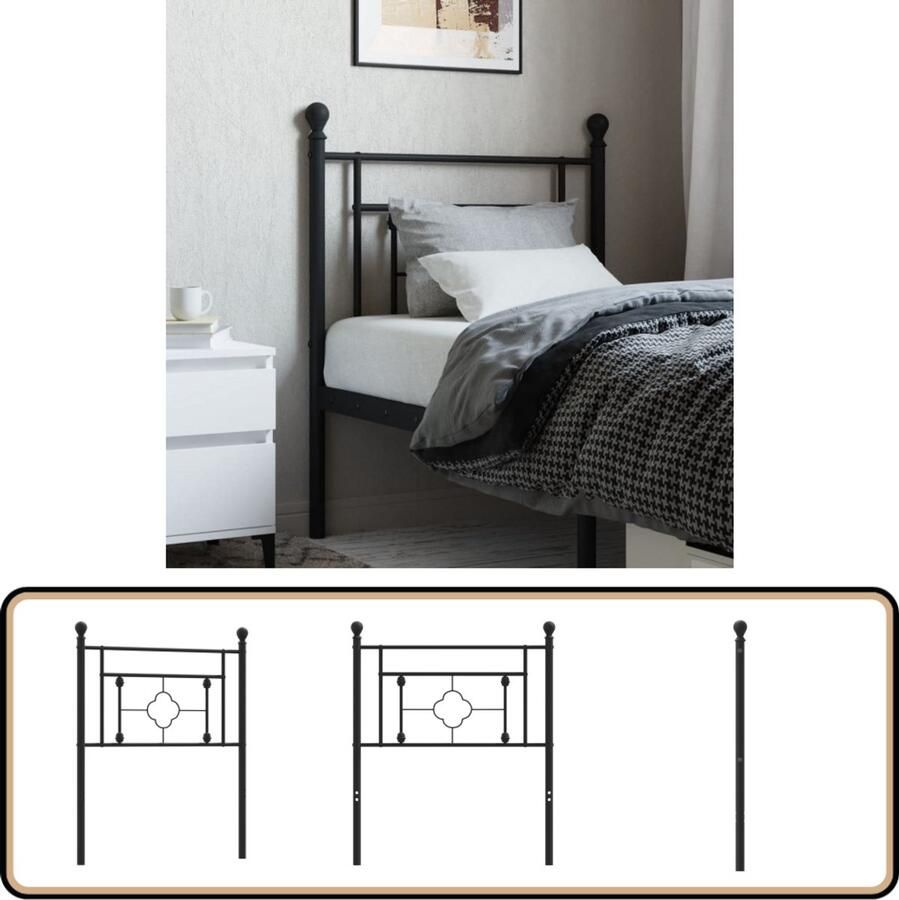 VidaXL Hoofdbord 80 cm Metaal Zwart Hoofdbord Beddecoratie Hoofddekking Zwarte Hoofdbord Stalen Hoofdbord 80 Cm Modern Hoofdbord Klassiek Hoofdbord Slaapkamervoorwerp