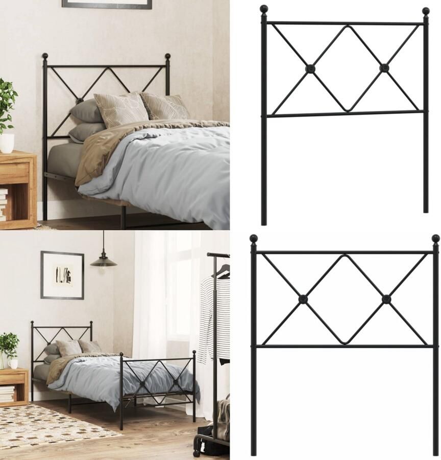VidaXL Hoofdbord 80 cm metaal zwart Hoofdbord Hoofdborden Bed Hoofdbord Bedhoofdbord