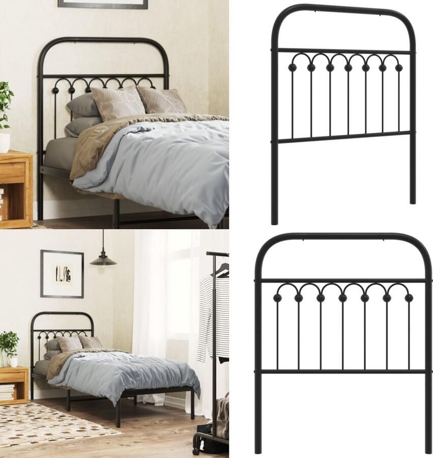 VidaXL Hoofdbord 80 cm metaal zwart Hoofdbord Hoofdborden Bed Hoofdbord Bedhoofdbord