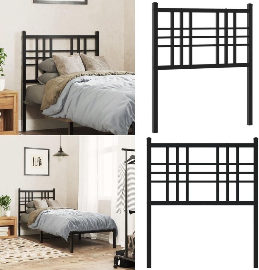 VidaXL Hoofdbord 80 cm metaal zwart Hoofdbord Hoofdborden Bed Hoofdbord Bedhoofdbord