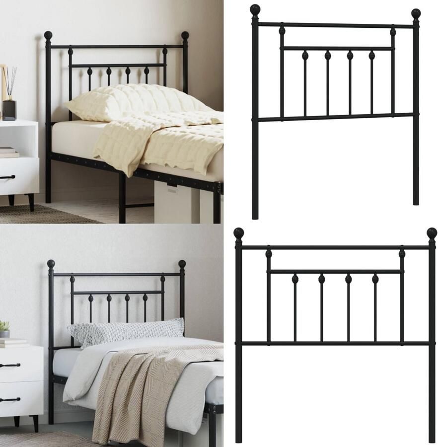 VidaXL Hoofdbord 80 cm metaal zwart Hoofdbord Hoofdborden Hoofdeinde Metalen Hoofdbord