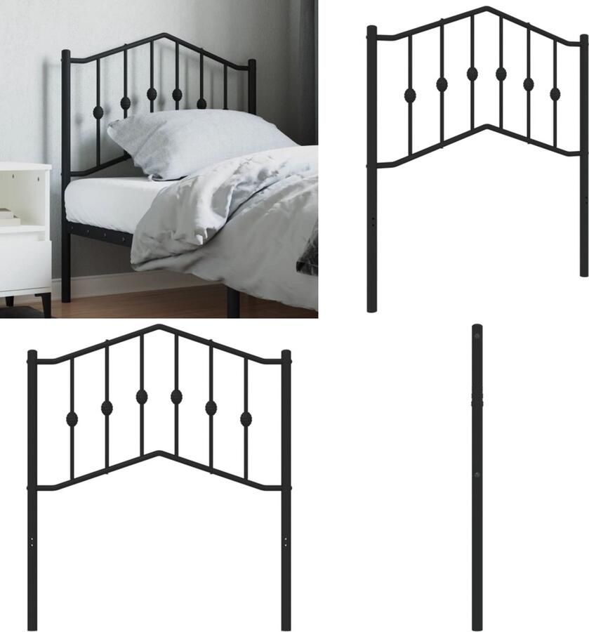 VidaXL Hoofdbord 80 cm metaal zwart Hoofdbord Hoofdborden Hoofdeinde Metalen Hoofdbord