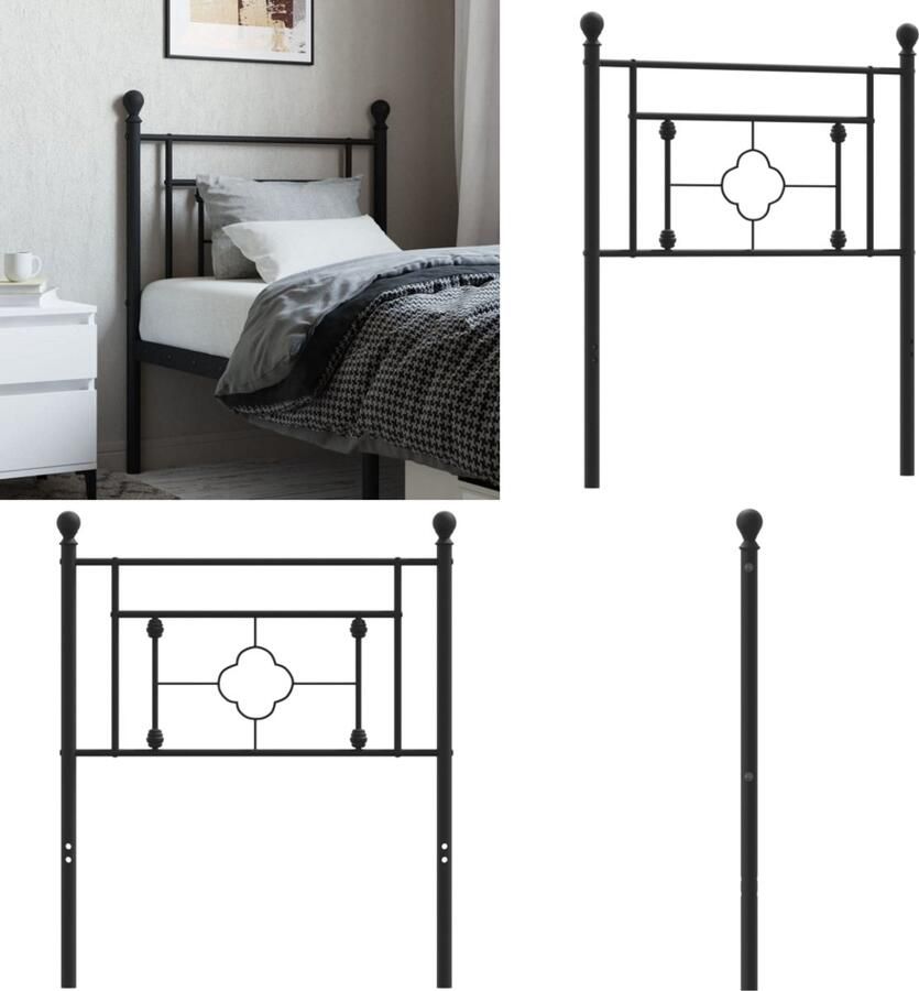 VidaXL Hoofdbord 80 cm metaal zwart Hoofdbord Hoofdborden Hoofdeinde Metalen Hoofdbord