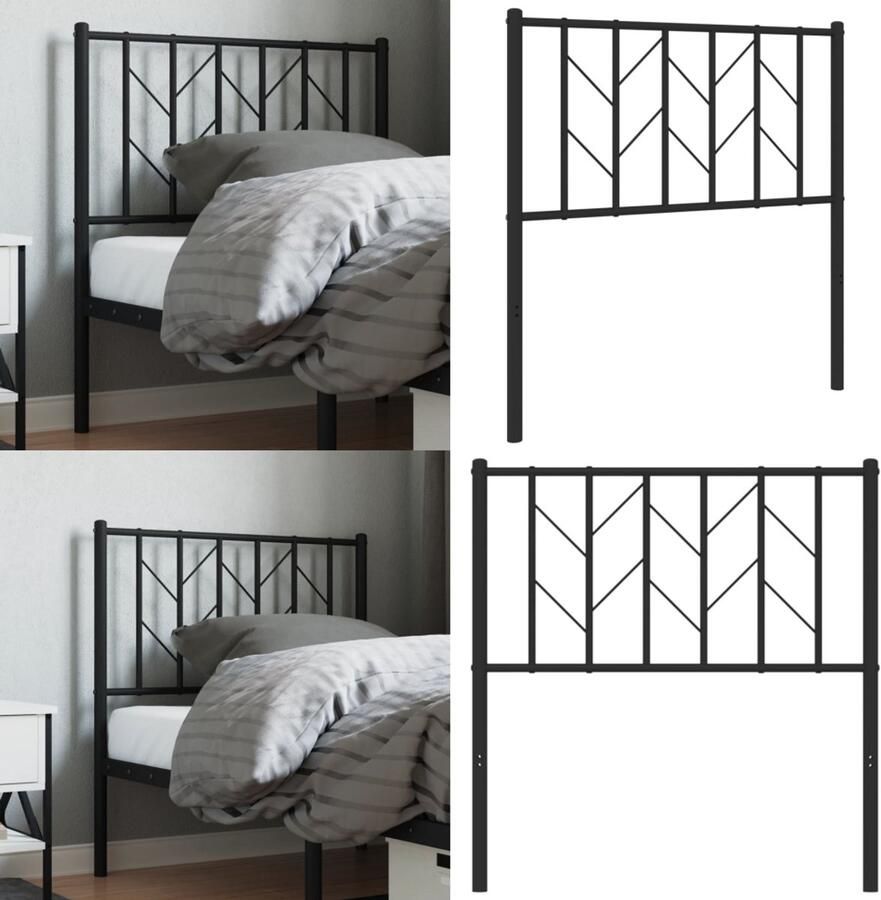 VidaXL Hoofdbord 80 cm metaal zwart Hoofdbord Hoofdborden Hoofdeinde Metalen Hoofdbord