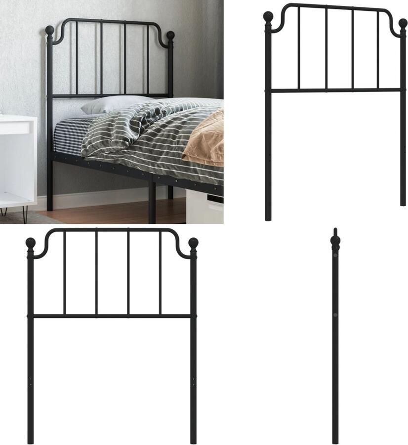 VidaXL Hoofdbord 80 cm metaal zwart Hoofdbord Hoofdborden Hoofdeinde Metalen Hoofdbord