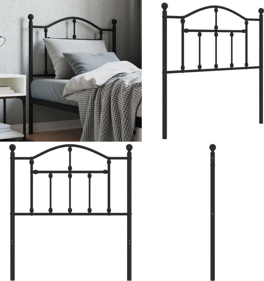 VidaXL Hoofdbord 80 cm metaal zwart Hoofdbord Hoofdborden Hoofdeinde Metalen Hoofdbord