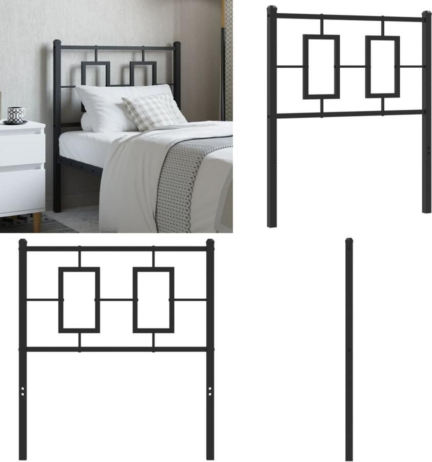 VidaXL Hoofdbord 80 cm metaal zwart Hoofdbord Hoofdborden Hoofdeinde Metalen Hoofdbord