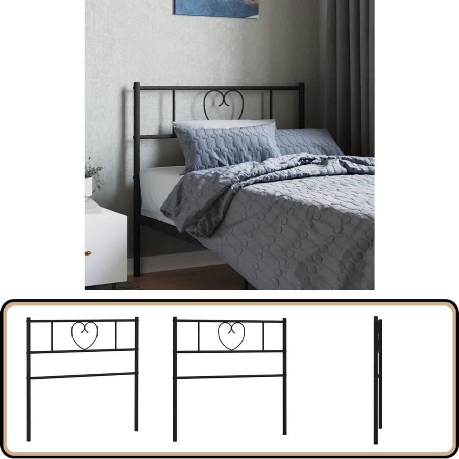 VidaXL Hoofdbord 80 cm metaal zwart Hoofdbord Hoofddekking Beddecoratie Staal Hoofdbord Zwart Hoofdbord 80 Cm Metalen Hoofdbord