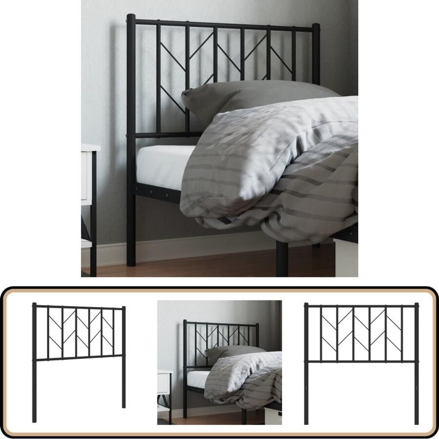 VidaXL Hoofdbord 80 cm Metaal Zwart Hoofdbord Metalen Hoofdbord Zwarte Hoofdbord 80 Cm Staal Hoofdbord