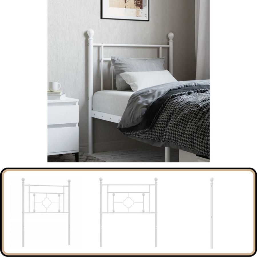 VidaXL Hoofdbord 80 cm Staal Wit Hoofd Bord Beddecoratie Hoofdbord Staal Witte Hoofdbord 80 Cm