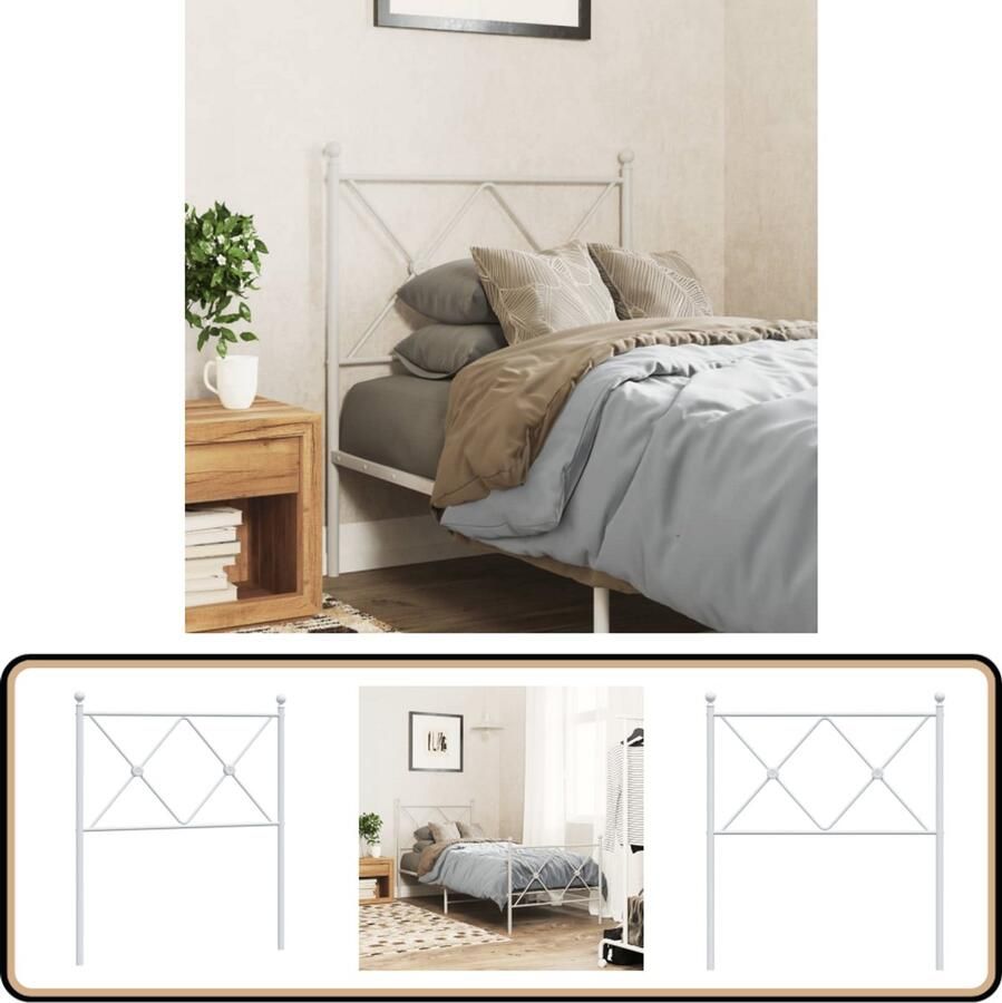 VidaXL Hoofdbord 80 cm Wit Staal Hoofd Bord Hoofdbord Beddecoratie Slaapkamers Hoofdboard