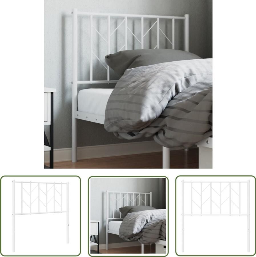 VidaXL Hoofdbord 80cm Hoofd Bord Hoofdbord 80 cm metaal wit Staal Hoofdbord Wit Hoofdbord Modern Hoofdbord