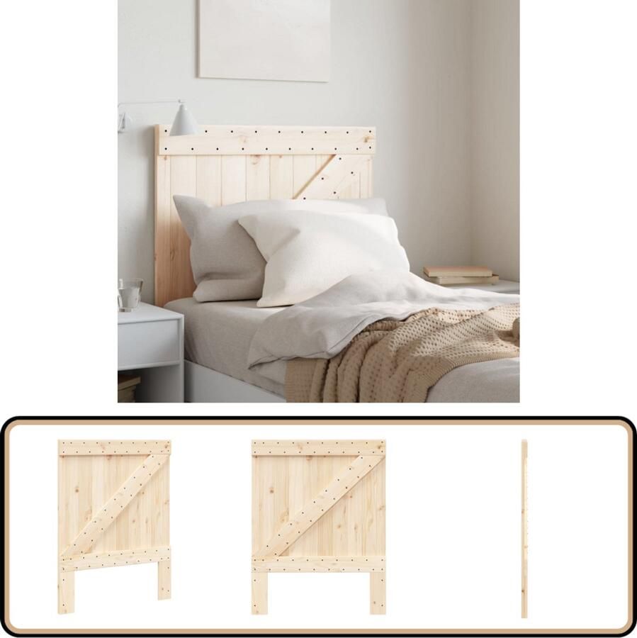 The Living Store Houten hoofdeinde Massief grenenhout 80 x 3.5 x 104 cm Rustieke charme Hoofdbord Houten Hoofdeinde Massief Grenenhout Rustic Landelijk Interieur