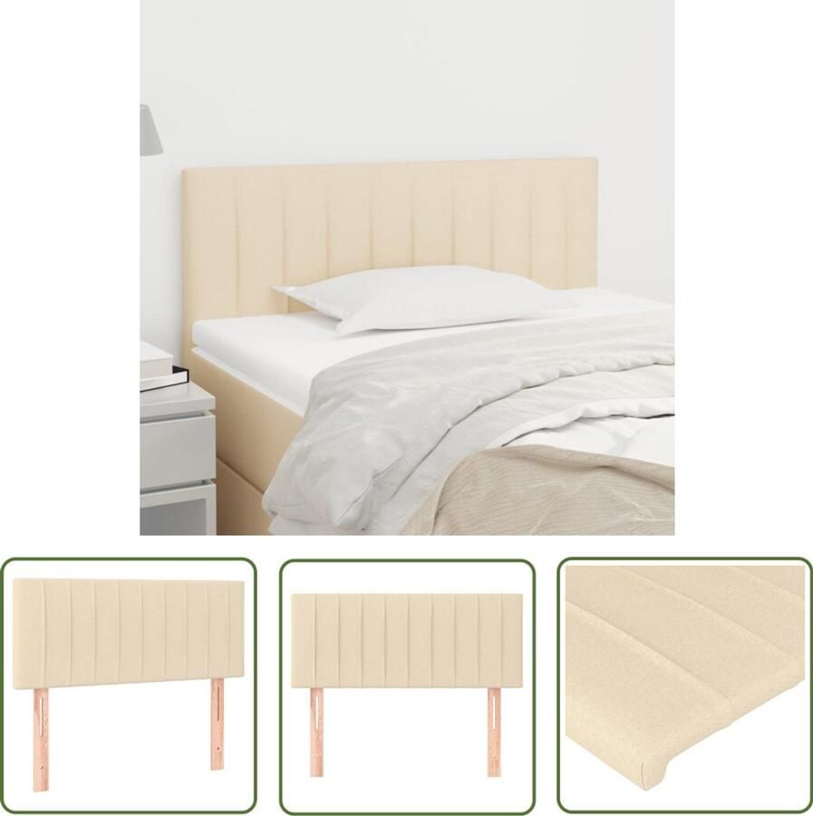 VidaXL Hoofdbord 80x5x78 88 cm Crèmekleurig Hoofd Bord Hoofdkussen Beddecoratie Slaap Accessoires Bedroom Decor Creme Kleuren Stoffen Headboard Klassiek Design Comfortabel Leeshoek Tv Hoek Luxe Slaapkamer