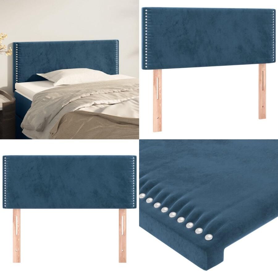 VidaXL Hoofdbord 80x5x78 88 cm fluweel donkerblauw Hoofdbord Hoofdborden Hoofdeinde Houten Hoofdbord