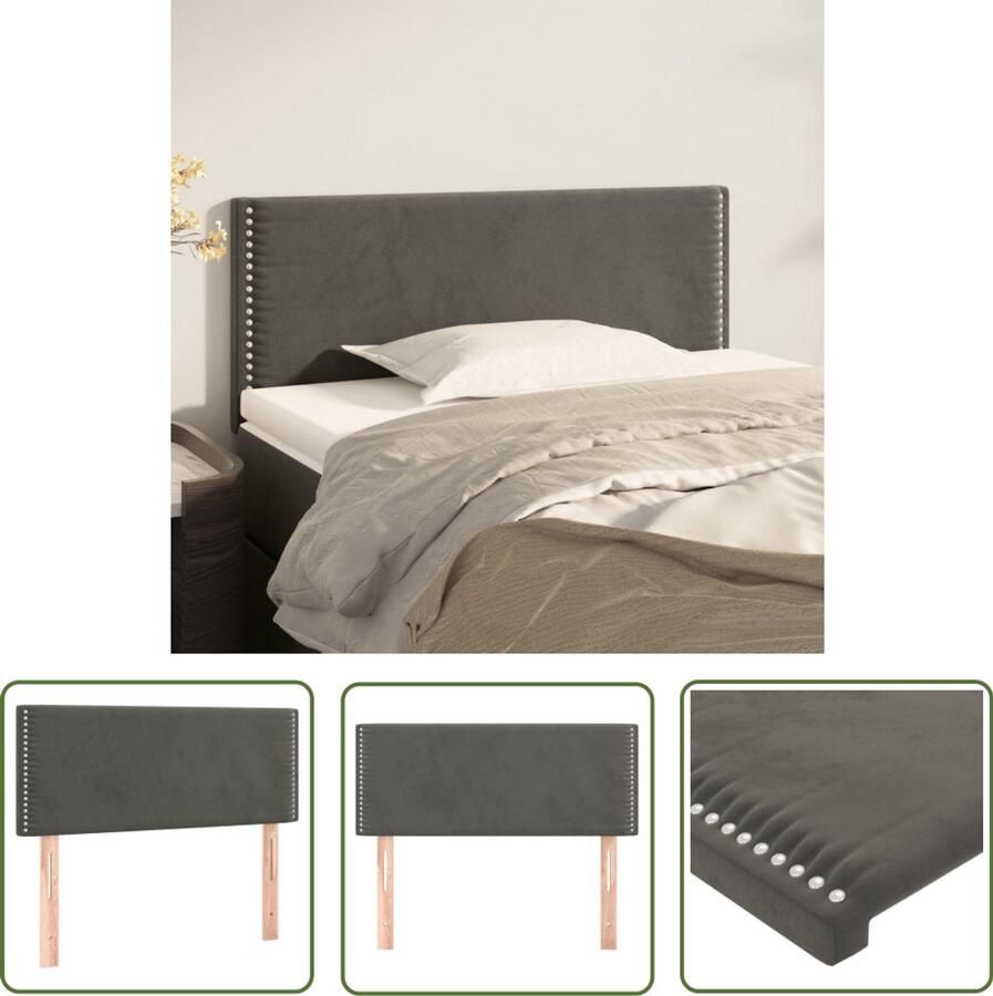 VidaXL Hoofdbord 80x5x78 88 cm Fluweel Donkergrijs Hoofd Bord Hoofdkussen Beddecoratie Velvet Grijs Luxe Comfort