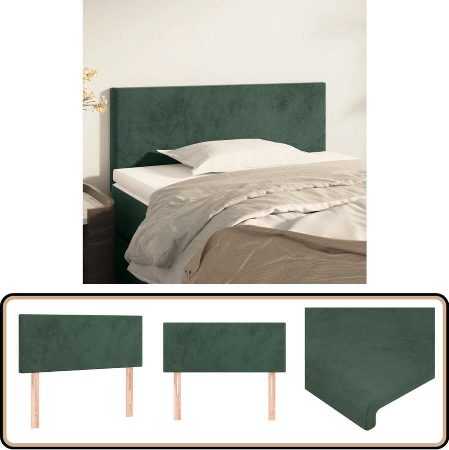VidaXL Hoofdbord 80x5x78 88 cm Fluweel Donkergroen Hoofd Bord Hoofdbord Velvet Groen Beddecoratie Slaapkamers