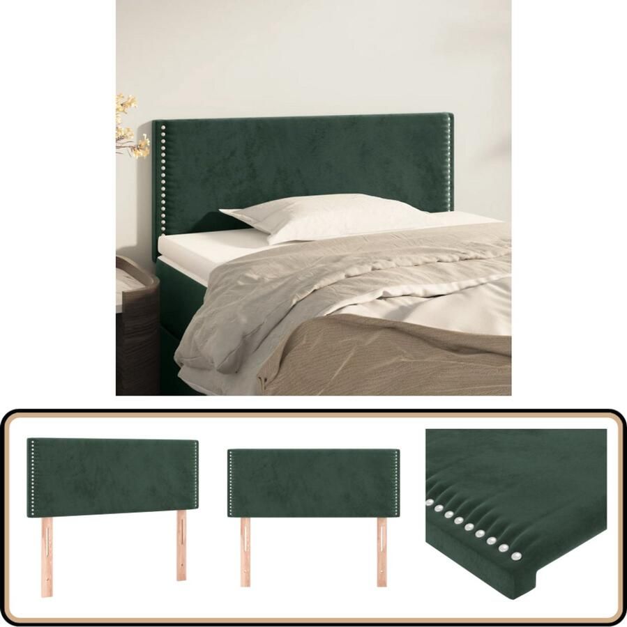 VidaXL Hoofdbord 80x5x78 88 cm Fluweel Donkergroen Hoofd Bord Hoofdkussen Bedding Accessoires Klassiek Hoofdbord Velvet Hoofdbord