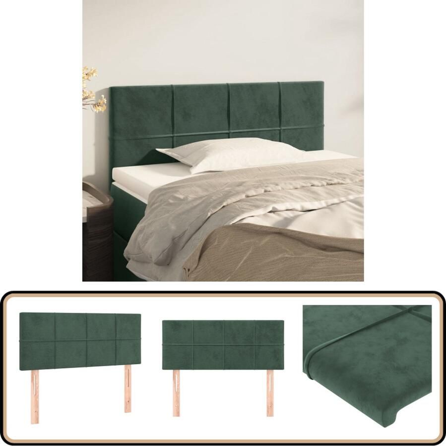 The Living Store Hoofdbord Classic donkergroen fluweel verstelbare hoogte stevige poten comfortabele ondersteuning 80 x 33.5 x 78 cm Hoofd Bord Beddecoratie Hoofdbord Classic Velvet Hoofdbord Groen Hoofdbord