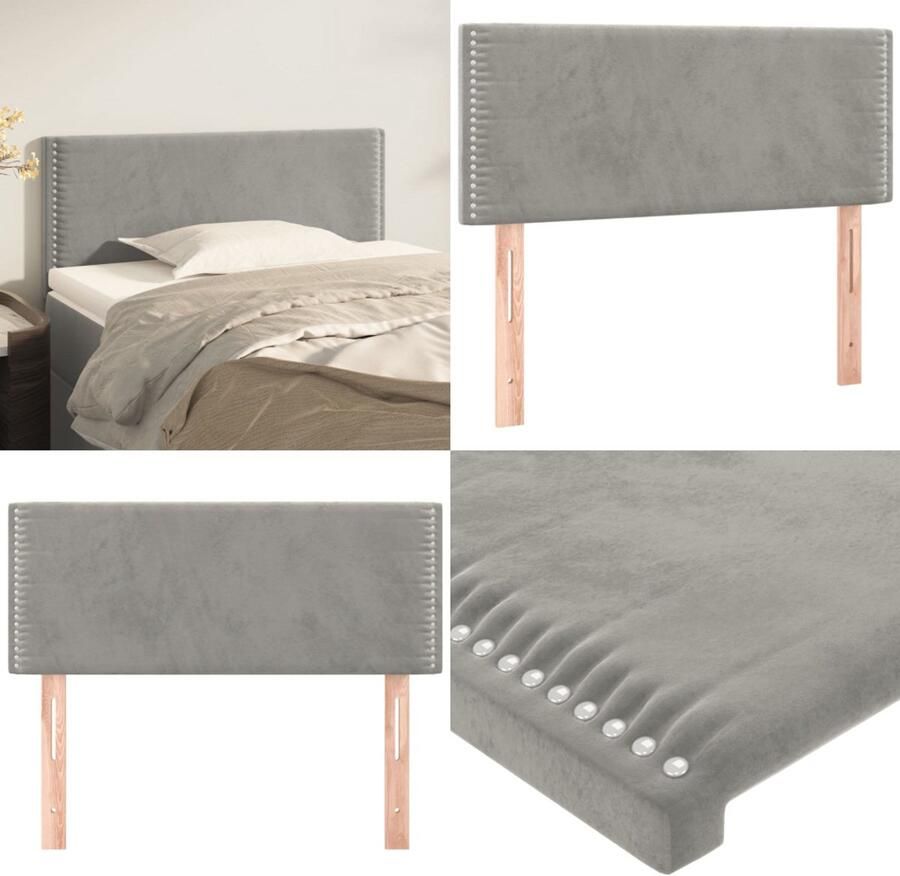 VidaXL Hoofdbord 80x5x78 88 cm fluweel lichtgrijs Hoofdbord Hoofdborden Hoofdeinde Houten Hoofdbord