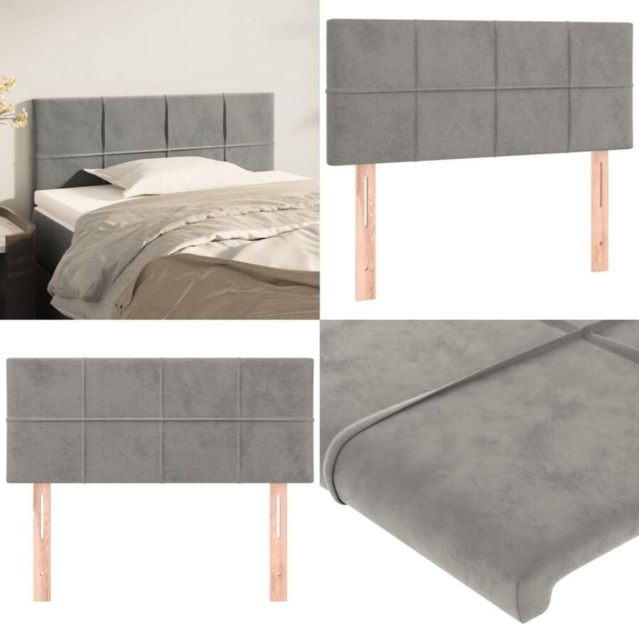 VidaXL Hoofdbord 80x5x78 88 cm fluweel lichtgrijs Hoofdbord Hoofdborden Hoofdeinde Houten Hoofdbord