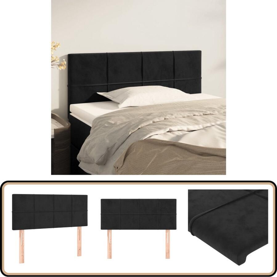VidaXL Hoofdbord 90x5x78 88 cm Fluweel Zwart Hoofd Bord Hoofdkussen Beddecoratie Velvet Zwarte Kamer