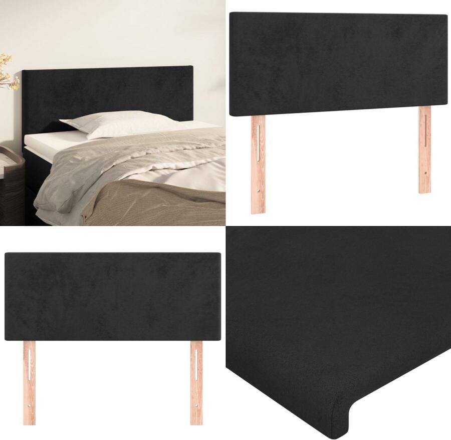 VidaXL Hoofdbord 80x5x78 88 cm fluweel zwart Hoofdbord Hoofdborden Hoofdeinde Houten Hoofdbord