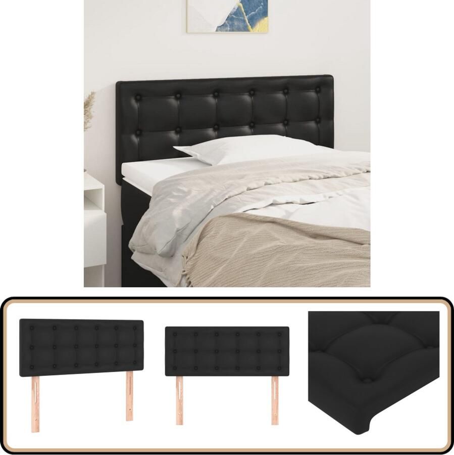 VidaXL Hoofdbord 80x5x78 88 cm Kunstleer Zwart Hoofd Bord Hoofdkussen Beddecoratie Slaapkamers Zwarte Meubels Lederlook Modern Interieur Klassiek Hoofdbord