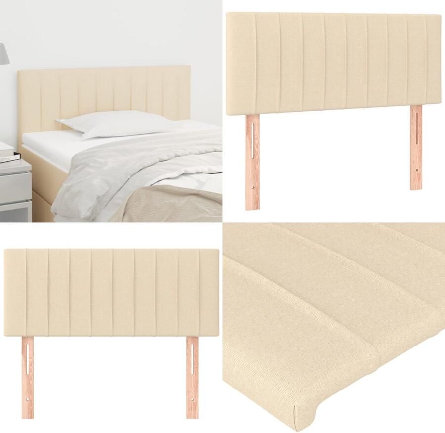 VidaXL Hoofdbord 80x5x78 88 cm stof crèmekleurig Hoofdbord Hoofdborden Hoofdeinde Houten Hoofdbord