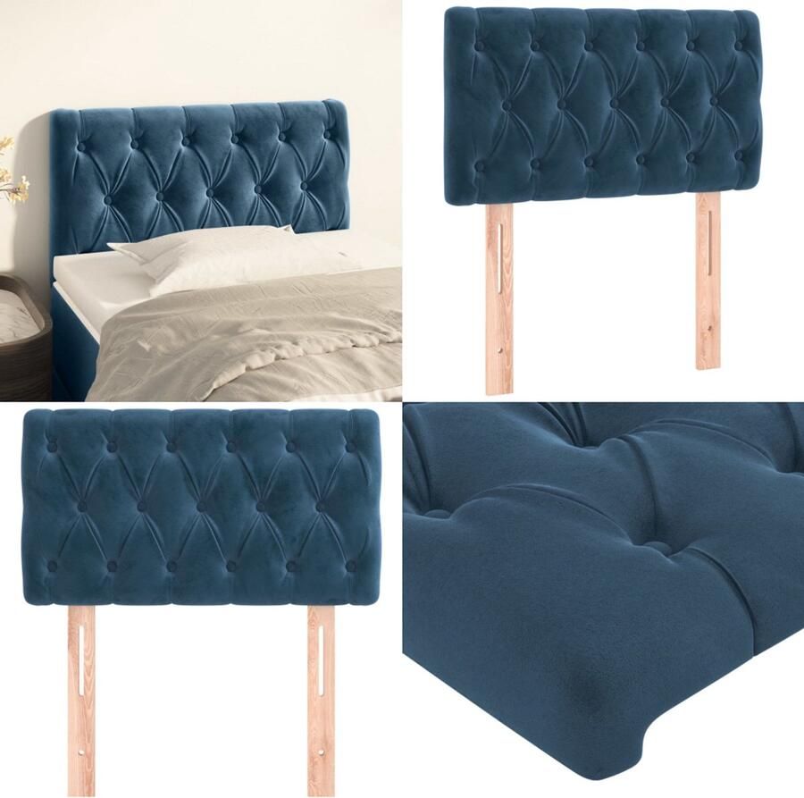 VidaXL Hoofdbord 80x7x78 88 cm fluweel donkerblauw Hoofdbord Hoofdborden Hoofdeinde Houten Hoofdbord