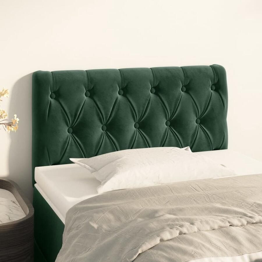 VidaXL Hoofdbord 80x7x78 88 cm Fluweel Donkergroen Hoofd Bord Hoofdkussen Beddecoratie Velvet Groen Donkere Kleuren Klassiek Luxe - Foto 2
