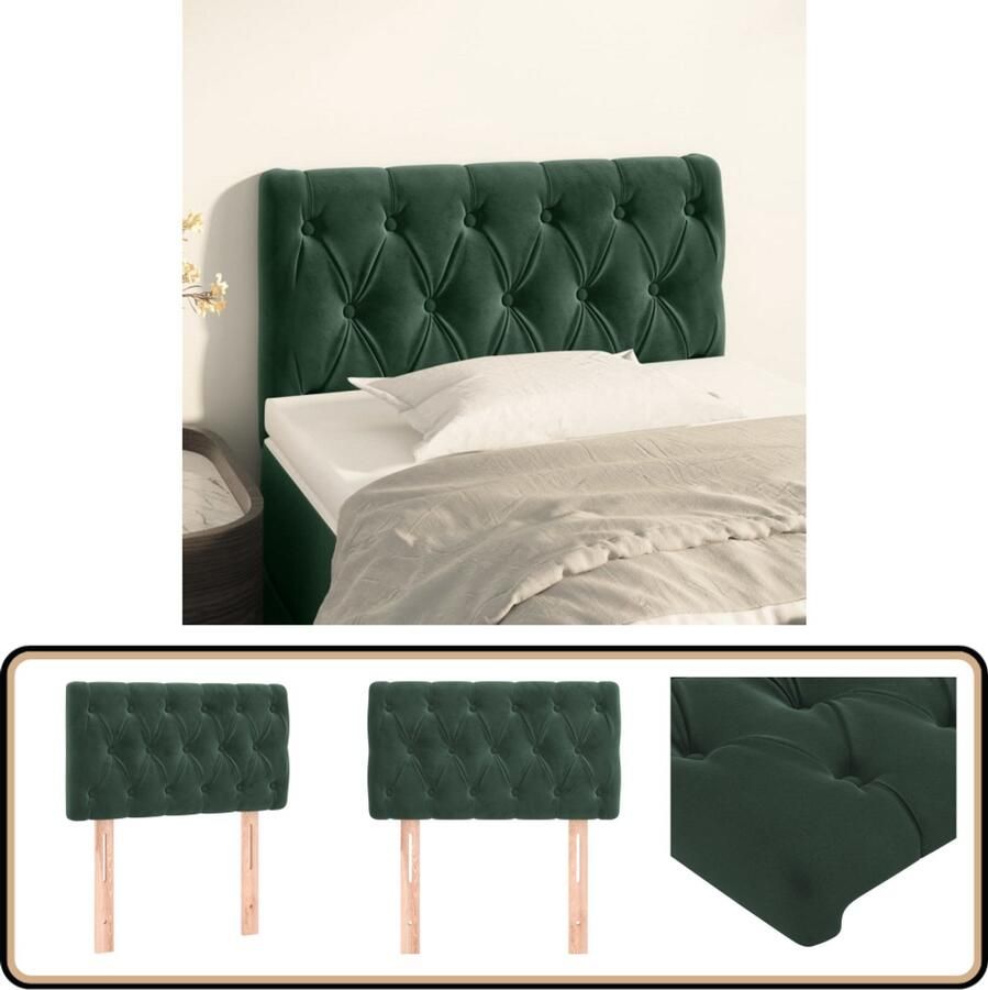VidaXL Hoofdbord 80x7x78 88 cm Fluweel Donkergroen Hoofd Bord Hoofdkussen Beddecoratie Velvet Groen Donkere Kleuren Klassiek Luxe