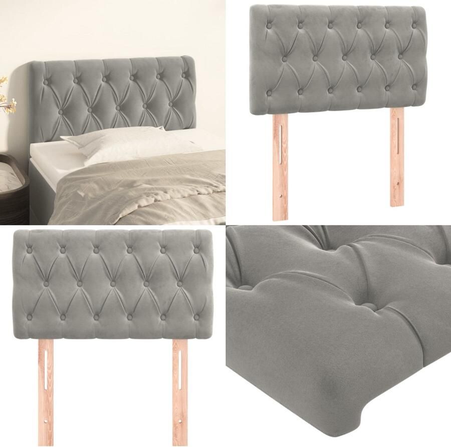 VidaXL Hoofdbord 80x7x78 88 cm fluweel lichtgrijs Hoofdbord Hoofdborden Hoofdeinde Houten Hoofdbord