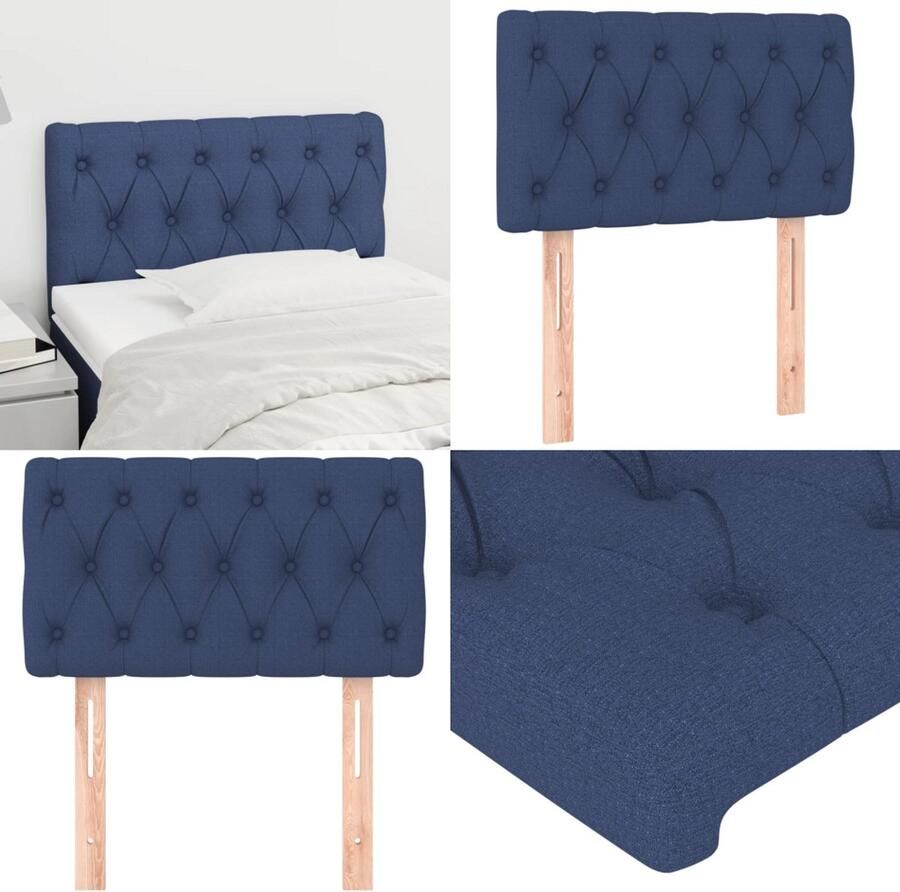 VidaXL Hoofdbord 80x7x78 88 cm stof blauw Hoofdbord Hoofdborden Hoofdeinde Houten Hoofdbord