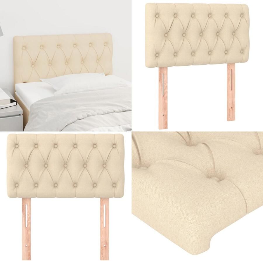 VidaXL Hoofdbord 80x7x78 88 cm stof crèmekleurig Hoofdbord Hoofdborden Hoofdeinde Houten Hoofdbord
