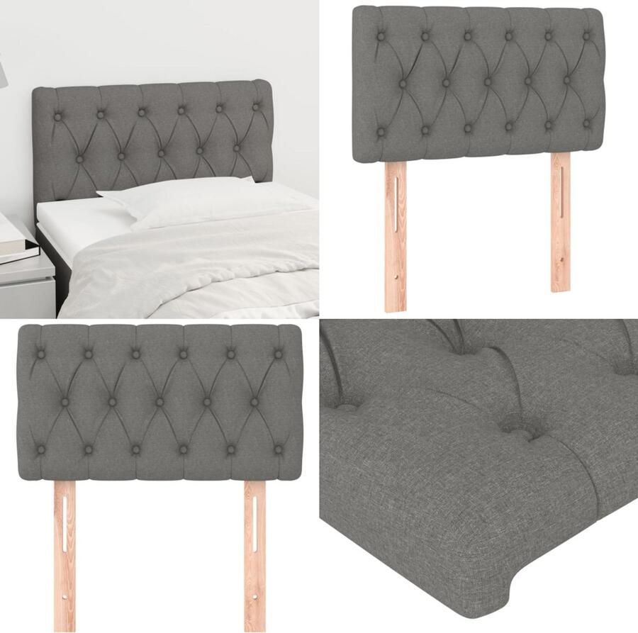 VidaXL Hoofdbord 80x7x78 88 cm stof donkergrijs Hoofdbord Hoofdborden Hoofdeinde Houten Hoofdbord