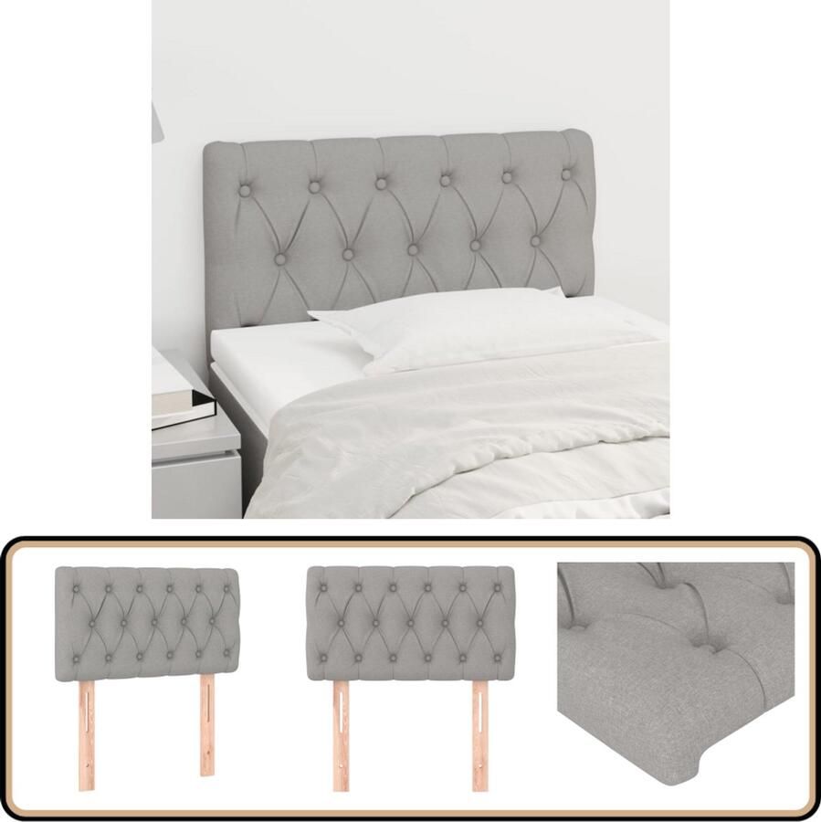 VidaXL Hoofdbord 80x7x78 88 cm Stof Lichtgrijs Hoofd Bord Hoofdkussen Beddecoratie Slaap Accessoires Grijs Stoffen Hoofdbord Comfortabel Leeshoek Bed Frame Bedroom Decor