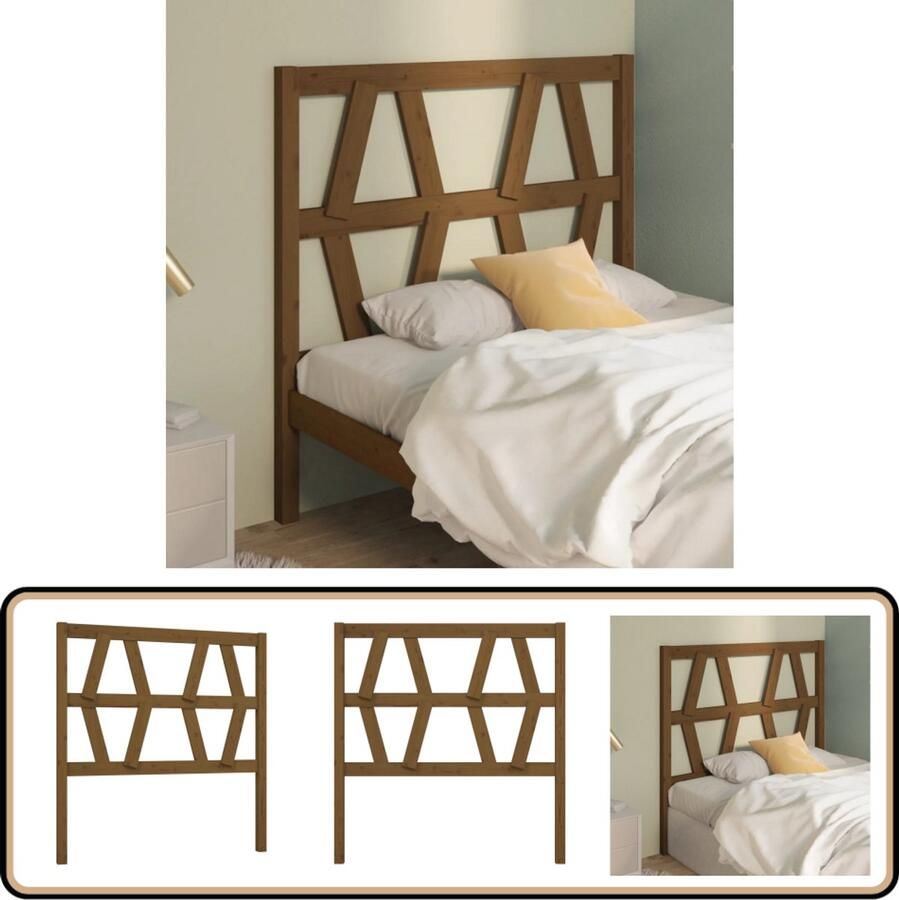 VidaXL Hoofdbord Massief Grenenhout Honingbruin Houten Hoofdbord Hoofddekens Beddecoratie Slaapkamers Massief Hout