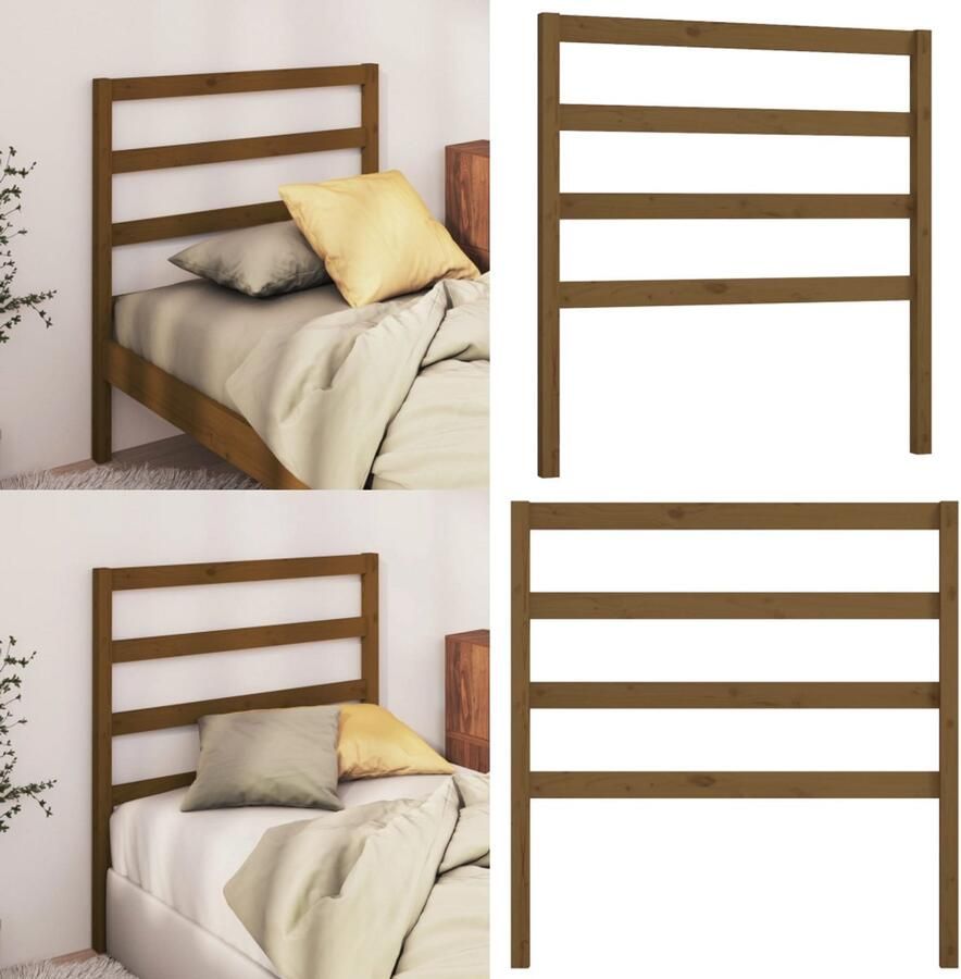 VidaXL Hoofdbord 81x4x100 cm massief grenenhout honingbruin Hoofdbord Hoofdborden Hoofdeinde Houten Hoofdbord