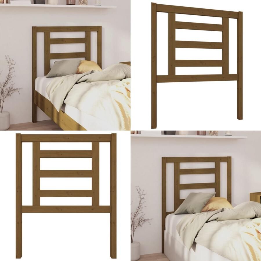 VidaXL Hoofdbord 81x4x100 cm massief grenenhout honingbruin Hoofdbord Hoofdborden Hoofdeinde Houten Hoofdbord