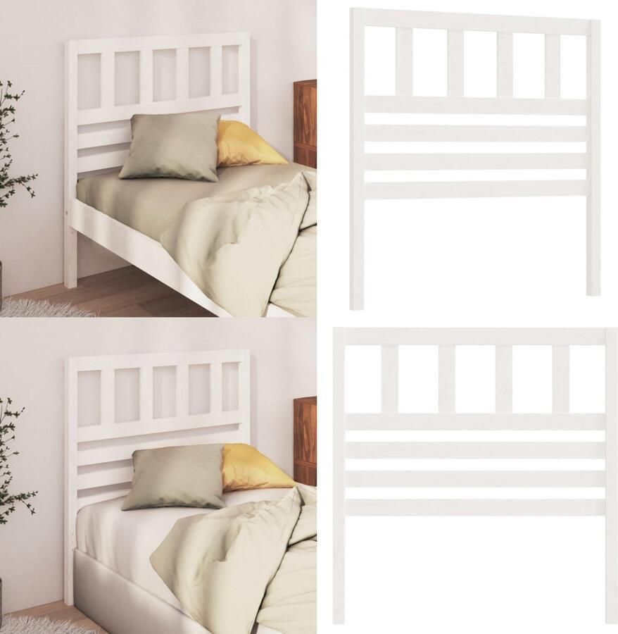 VidaXL Hoofdbord 81x4x100 cm massief grenenhout wit Hoofdbord Hoofdborden Hoofdeinde Houten Hoofdbord