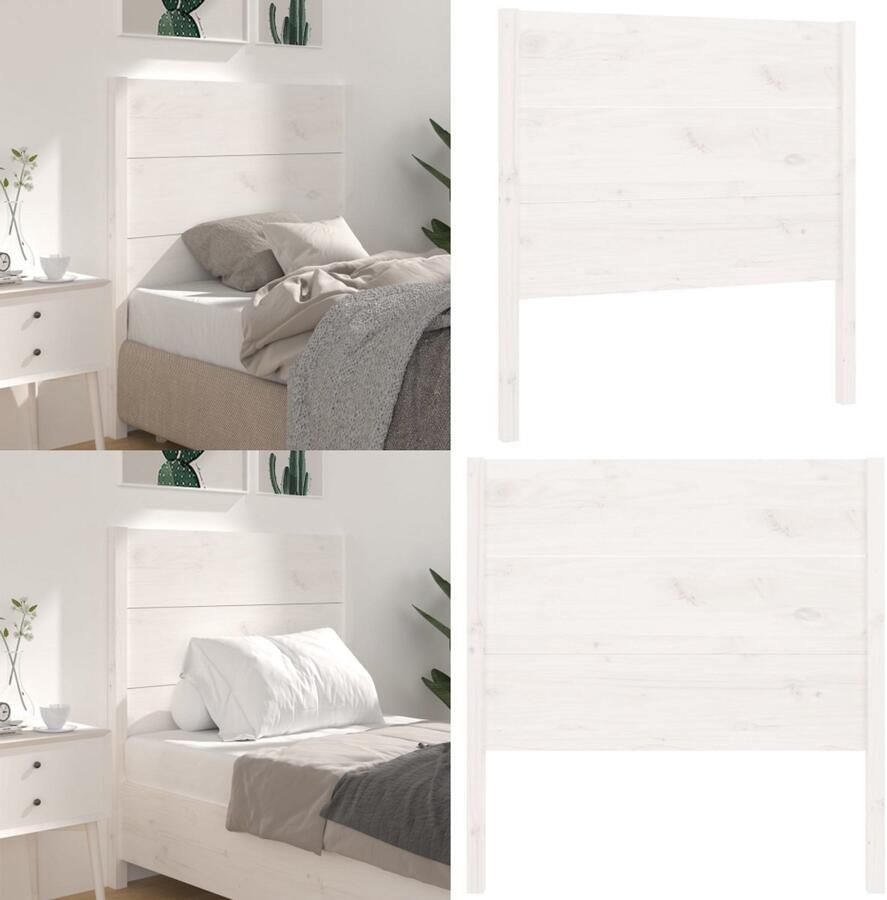 VidaXL Hoofdbord 81x4x100 cm massief grenenhout wit Hoofdbord Hoofdborden Hoofdeinde Houten Hoofdbord