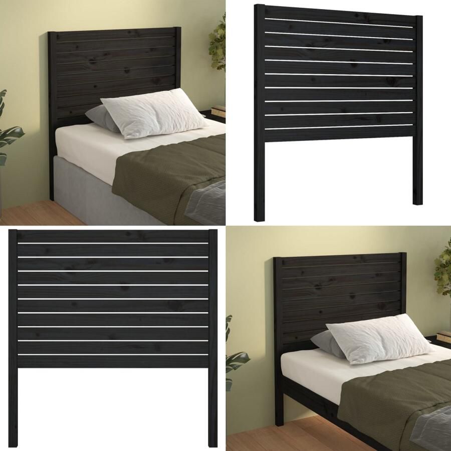 VidaXL Hoofdbord 81x4x100 cm massief grenenhout zwart Hoofdbord Hoofdborden Hoofdeinde Houten Hoofdbord
