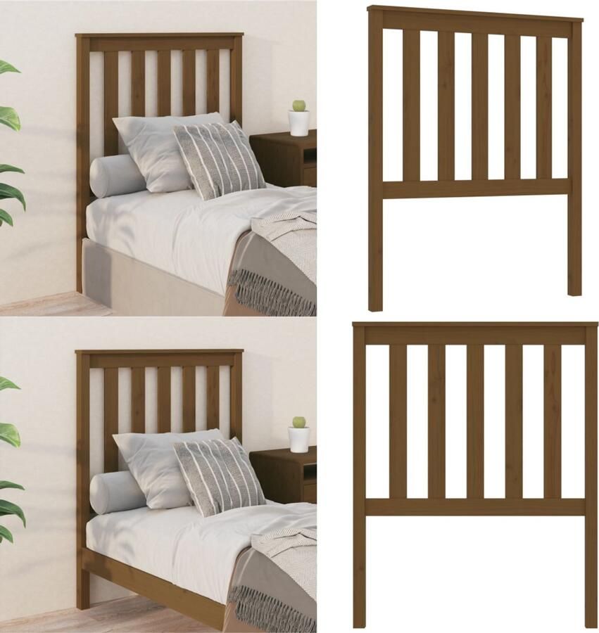 VidaXL Hoofdbord 81x6x101 cm massief grenenhout honingbruin Hoofdbord Hoofdborden Hoofdeinde Houten Hoofdbord